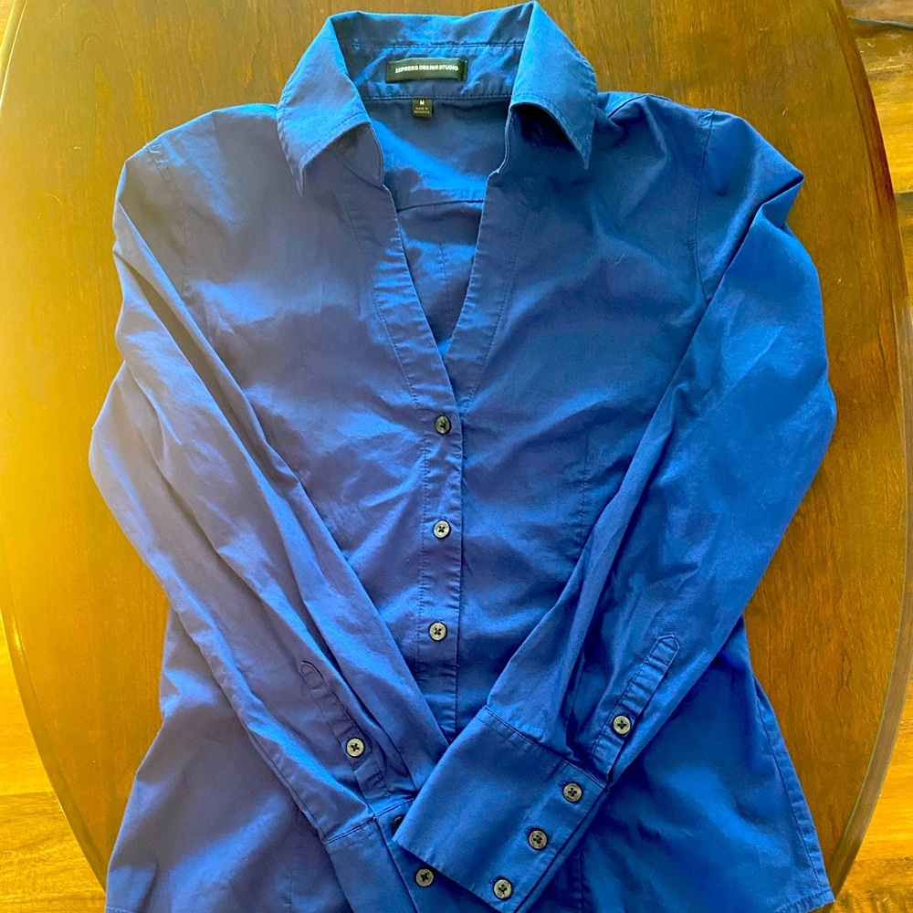 Express Women’s Button Down Dress Shirt (dark blue)